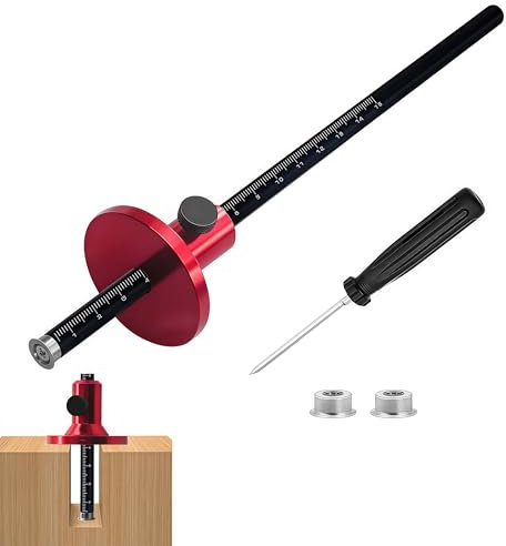 Radmarkierungslehre mit Mikro-Einstellfunktion Holzanreißer Streichmaß Holz Anreißwerkzeug Markiermesser Schwalbenschwanz Anreißer mit imperiale Skalen und Schraubendreher für Holzbearbeitung