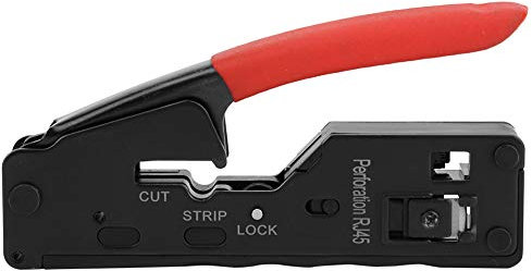 Network Wire Crimper Stripper Cutter Tool CAT-5 CAT-6 CAT-7 Crystal Head Crimping for Home Office (Red)