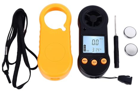 Digitales Anemometer Windgeschwindigkeitsmesser, Thermometer Handheld LCD-Hintergrundbeleuchtung mit 6-Blatt-Windrad für Outdoor Segeln Surfen Angeln