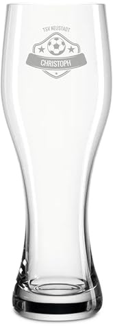 Leonardo® Personalisiertes Weizenbierglas mit Gravur – Design: Fußball Wappen – 500 ml – Glas – Weizenglas