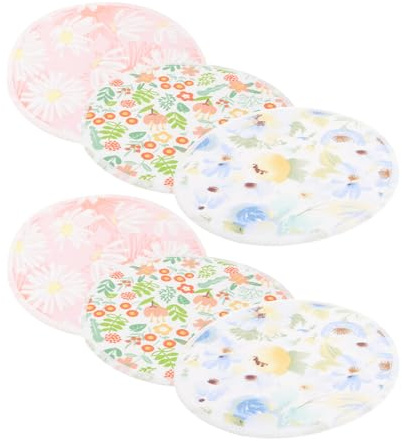 FRCOLOR Coppette Assorbilatte Lavabili in Fibra di Bambù 6 Pezzi Design Delicato, Traspiranti e Anti-perdite per Allattamento e Maternità Stile Casuale