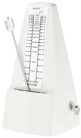 QUARKZMAN Mekanisk metronom, hög precision musikalisk timer universell metronom för pianogitarr violin ukulele-spelare, vit