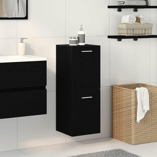 Frdhee Armoire de salle de bain, haute, en chêne noir, 30 x 30 x 80 cm, vasque à poser, pour salle de bain, salon, salle à manger, cuisine