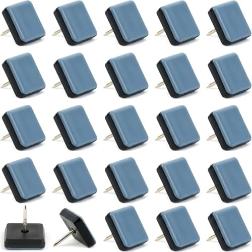 lrgnixs Feltrini in teflon con chiodo, 24 pezzi, per mobili e sedie | Feltrini per mobili, 25 x 25 mm, per sedie, protezione del pavimento per mobili pesanti
