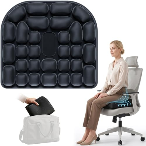 VexNook 48 x 43cm Antidekubitus Sitzkissen - Sitzkissen Aufblasbar mit 3D Luftzellen, für Bürostuhl, Autositz, Rollstuhl, Sitzkissens für Lange Reisen