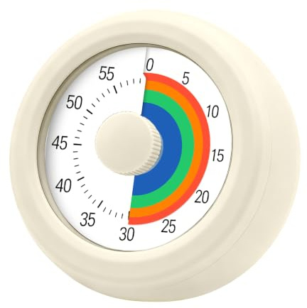 METINFUS 60-Minuten Countdown für Klassenzimmer Büro Küche,Visueller Timer für Kinder, Schreibtisch Kinder Zeitmana gement Tools mit leisem Betrieb, Pomodoro Timer Regenbogenmuster