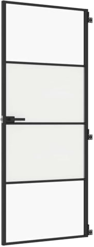 Innentür Schwarz 83x201,5 cm, Glastür matt transparent mit Aluminiumrahmen, gehärtetes Hartglas für Stabilität und Privatsphäre, schlankes Design für modernen Look