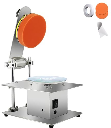 DVD CD Repair Cleaning Machine, 200W Disc Polisher with 2 Pads, 7 Speeds, Stainless Steel Chassis, for Scratch Repair & Data Recovery