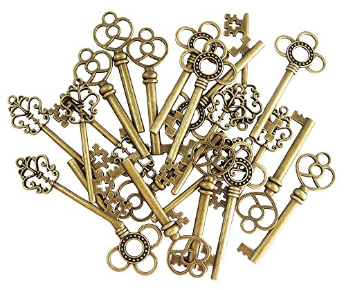 XONOR Gemischte Vintage Retro rustikale Skelettschlüssel in antiker Bronze, 3 Stil, 30 Stück rustikale Hochzeitsbevorzugung