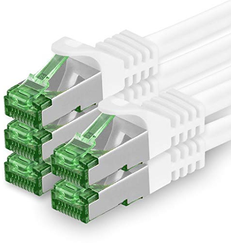 1aTTack.de 2 M Cat.7 Netzwerk-Kabel 5 Stück Cat7 Patch-Kabel Lan-Kabel Ethernet RJ45 10 Gbit/s (Alle Internetgeschwindigkeiten) Weiß 2 Meter