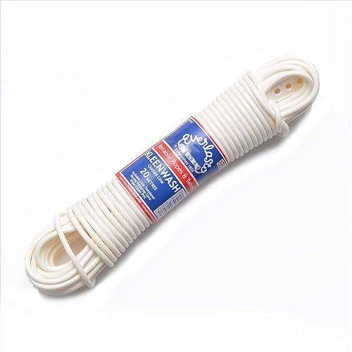 EVERLASTO 'Kleenwash' vita PVC-kläder/tvättlina 4,8 mm x 30 m