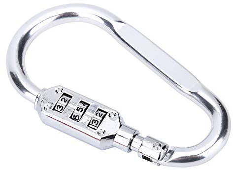 MAGT kombinationslås, D typ hänglås resväska bagagelås karbinhakar bagagelås för utomhusbruk (färg: Silver)