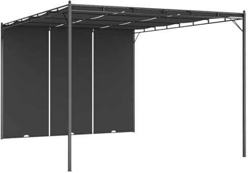 vidaXL Gartenpavillon mit Seitenvorhang Pavillon Pergola Gartenzelt Partyzelt Terrassendach Überdachung Sonnenschutz 4x3x2,25m Anthrazit