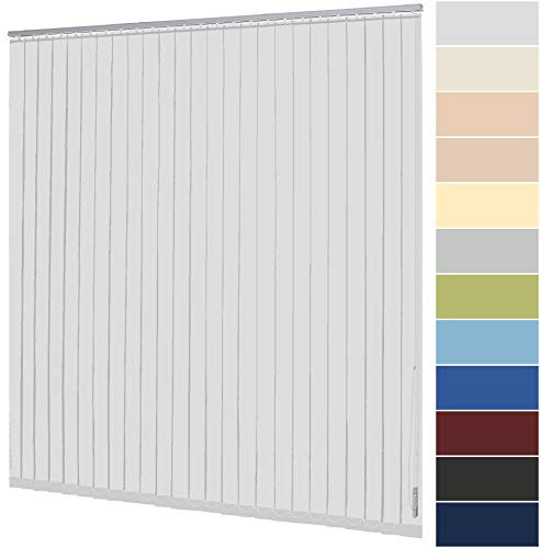 Lamellenvorhang nach Maß Vertikaljalousie 127 mm für Tür und Fenster viele Farben Maßanfertigung Jalousie Lamellen Rollo Wand- und Deckenmontage (Breite 80,1-100 cm x Höhe 160,1-180 cm, Weiß)