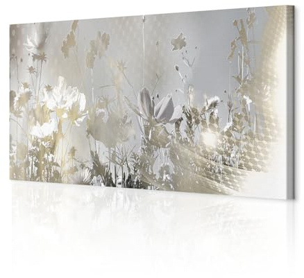decomonkey Bilder Abstrakt Pflanzen 120x40 cm 1 Teilig Leinwandbilder Bild auf Leinwand Vlies Wandbild Kunstdruck Wanddeko Wand Wohnzimmer Wanddekoration Deko Blumen