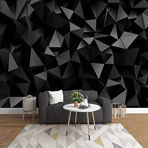 Personnalisé Photo Papier Peint Murale 3D Triangle Noir Géométrie Motif Salon Tv Fond Peintures Murales Décor À La Maison 350cm(L)×245cm(H)