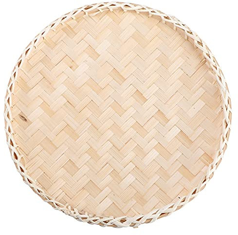 Happyyami Bambussieb Runde Bambus Tablett Handgemachte Weidenkorb Abtropfsieb Brotkorb Bambus Sieb Geflochtener Dekokorb DIY Handwerk Malerei Zeichnung Kunst Wanddeko für Obst Gemüse