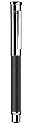Otto Hutt Design 04 - Penna stilografica, con fusto laccato opaco e guilloche, tappo e raccordi rivestiti in platino lucido, molla in acciaio, spessore penna: EF, 038-61895