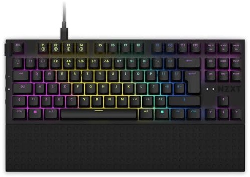NZXT Function Mini TKL Clavier mécanique Gamer pour PC - Éclairant - Switches RGB linéaires - Switches compatibles MX - Switches remplaçables à Chaud - Clavier Gamer Mecanique - Blanc en (QWERTY)