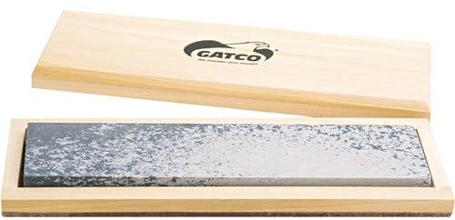 Bear & Son 8 Sharpening and Honing Stone, 100% Natural Soft Arkansas Whetstone with Wood Storage Box, 2″ X 8″ X 0.5” (80080)