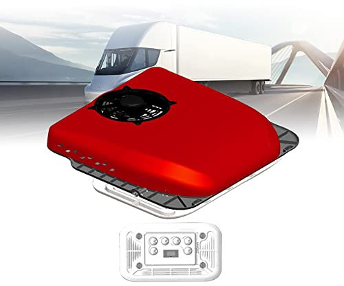Climatiseur de Toit pour Camping-Car 12 V/24 V DC Ultra Fin électrique pour Parking, Refroidissement Uniquement, 8 Heures de Fonctionnement Universel pour Camping-Car, Camping-Car, Caravane 12V Red
