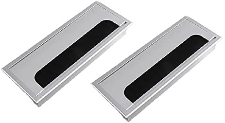 2 Pcs Desk Cable Grommet Hole, Aluminum Alloy Square Computer Cable Wire Cord Outlet Desk Caps for Management Office Computer Desk Wires (80 * 280mm)