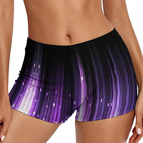 Xmiral Damen-Badeshorts, lässig, ethnisch, Bedruckt, mit hoher Taille Bikini Mit Shorts Teenager Mädchen (S,Lila-A)