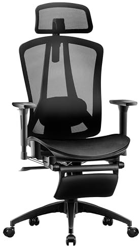 HOMESTOOL Bürostuhl Ergonomisch Schreibtischstuhl mit 2-Achse Verstellbare Lordosenstütze, Chefsessel aus Kohlenstoff Netzgewebe Computerstuhl Rückenlehne Hoch Wasserfallsitz 150kg Belastbarkeit.