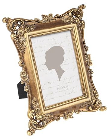 Vintage Picture Frame 4x6 Inch, Luxury Antique Photo Frames, Tabletop Wall Hanging, Bronze Gold