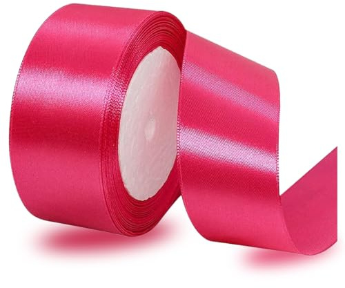 Satinbands Magenta 40mm Breit, 23 Meters Geschenkband Schleifenband für Geschenkverpackungen, DIY-Basteleien, Blumensträuße, Nähprojekte, Schleifenherstellung, Geburtstags- und Hochzeitsdekorationen