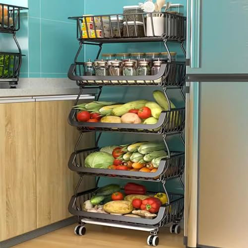 EMYJAY Carrello da Cucina, Carrello per La Conservazione di Frutta E Verdura Cesti per La Conservazione di Frutta E Verdura Carrello da Cucina di Grande capacità