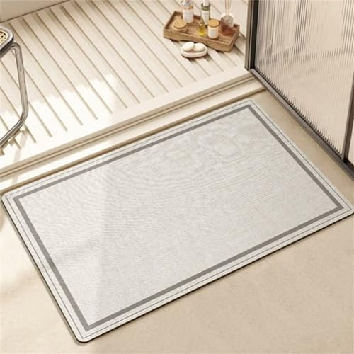 Badezimmerteppich, Badematte Rutschfest, Badteppich, Badvorleger, Duschvorleger, Badematten, Teppich Badezimmer, Bathroom Bath Mat, Badezimmer Teppich, Badematte Stein, Bodenmatte, Grey 40x60cm
