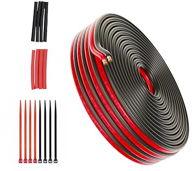 7,62 Meter 2x0,75 mm² Lautsprecherkabel/OFC Boxenkabel 2 adrige PVC Litze Elektrischer Draht rot/schwarz for LED Streifen/Lampen/Audio Speaker Kabel/HiFi Cable/Heimwerker/Stereoanlage Meterware