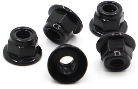 Muttern Sicherungsmuttern Klemmmutter, 10 Stück M3 M4 M5 M6 M8 Schwarzer Kohlenstoffstahl Sechskant Sechskant Nyloneinsatz Schloss Selbstsichernde Nylock-Kontermutter(M5 10pcs)