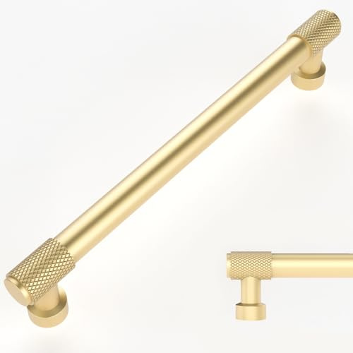 Amerdeco 10 Stück Möbelgriffe Gold, 160mm Lochabstand, Aluminiumlegierung Schubladengriffe & Schrankgriffe für Küchenschränke & Kleiderschränke UK0070