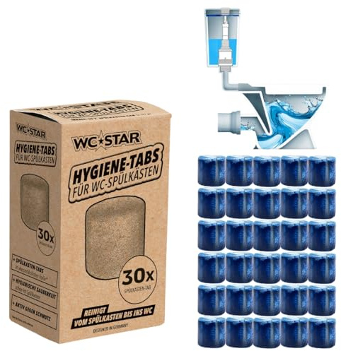 WC-Star 30x Spülkasten-Frische-Tabs für Sauberkeit & Frische vom Spülkasten bis ins WC | Ideale Lösung für Spülkästen mit Einwurfschacht, langanhaltende Aktiv-Frische im gesamten System
