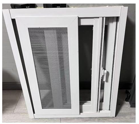 Schiebefenster Großer Fensterschieber in Sondergröße – weiß, doppeltes horizontales Schiebefenster aus Aluminium mit gehärtetem Glas und Schiebeflügel für Schuppen, Scheunen, Badezimmer, Garage(125x45