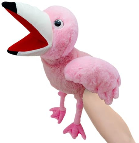 Flamingo-Handpuppe, Asudaro 40CM Handpuppe Tier Handpuppen Spielzeug plüschtiere Kinderhandpuppen mit beweglichem offenem Mund Handpuppe für Kinder