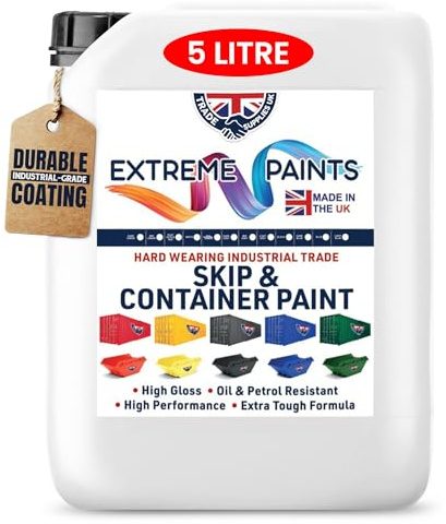 TRADE SUPPLIES UK - Extreme Skip & Container Industrial Paint – High Durability, Gloss Finish, Rust Inhibiting, Heavy-Duty Enamel Paint for Wood, Concrete & Metal - Blue, 5L