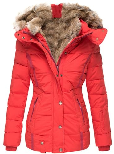 Damen Winterjacke (XS-6XL) Steppjacke hochstehender gefütterter Kragen geringes Eigengewicht Jacke Abnehmbare Ärmel Damen Strickjacke Mit Kapuze Damen Kurz 3 In 1 Jacke Damen