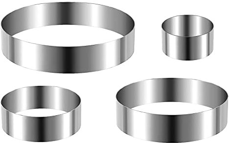 Xbsduih Juego de anillos para tartas redondos de 4/6/8/10 pulgadas cortadores de galletas círculo cortador de galletas molde para pastel de pastelería de acero inoxidable para hornear