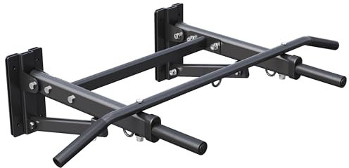 GORILLA SPORTS® Klimmzugstange - 4in1, mit Boxsack-Halterung, Wandmontage, Klappbar, Gepolsterte Griffe, bis 300 kg Belastbar, Schwarz - Pull Up Bar, Reckstange für Zuhause, Fitness