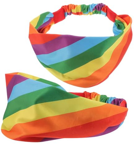 CALLARON 2stücke Breites Elastisches Stirnband Dehnbare Kopftücher Pride-monats-stirnband Mit Regenbogenmuster Sport-regenbogen-stirnbänder Für Männer Und Frauen