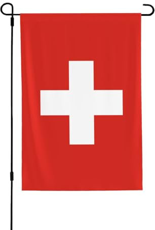 Bandiera svizzera con grafica su entrambi i lati, da giardino, 71 x 101 cm, di grandi dimensioni, perfetta per cortile, decorazione esterna, bandiera di benvenuto