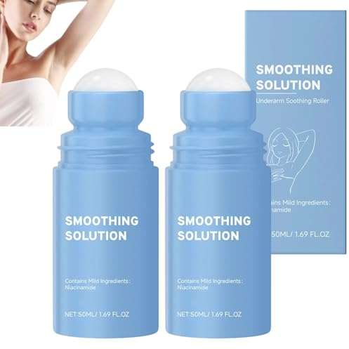 Utjämningslösning för behandling av inväxande hår, lugnande roll-on-serum för armhålorna efter rakning, rengör försiktigt armhålorna, återfuktar och lugnar huden (2 st)