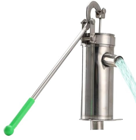 Schwengelpumpe Edelstahl,Wasserhandpumpe Handpumpe Wasser, Handbrunnenpumpe bis zu 10M Tiefe für Hausgärten,Yard,Teiche