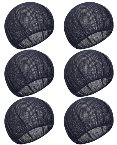 6 Pcs Mesh Sleep Bonnet for Women, Reusable Sleeping Hairnets Hair Nets for Sleep Night Curly Hairs Hat Comfortable and Breathable Hair Nets Cap for Sleeping, Curly Hairs Protection (Navy blue)