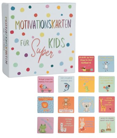 Mutmachkarten für Kinder – 40 abwischbare Motivationskarten (6x6 cm) für Brotdose & Mäppchen | Sprüche für Selbstvertrauen | Geschenk zur Einschulung, Kommunion & zum Kindergeburtstag