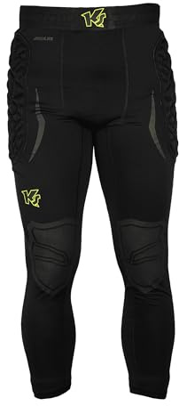 KEEPERsport Pantalon de gardien de but rembourré - Long pantalon de protection pour gardien de but - Sous-vêtements - Taille S à XXL - Noir, noir/jaune, 140