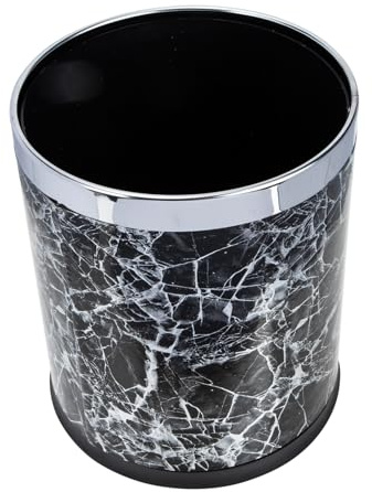 HEALSOPTHY Cubo De Basura Jaspeado Para Baño Redondo, Tamaño Compacto, Plástico Resistente, Diseño Marmoleado Antideslizante, Adecuado Para Hogar y Oficina, Contenedor Versátil